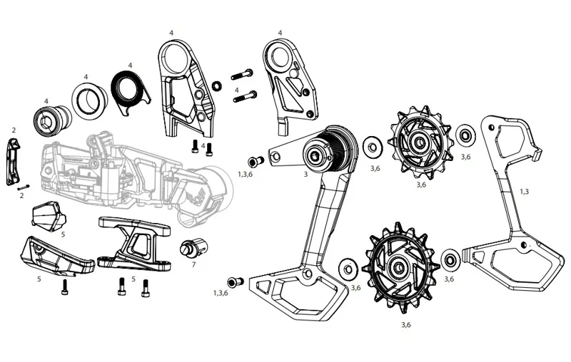 Sram Rear Derailleur Pulley Kit x0 Gx T-Type Eagle Axs